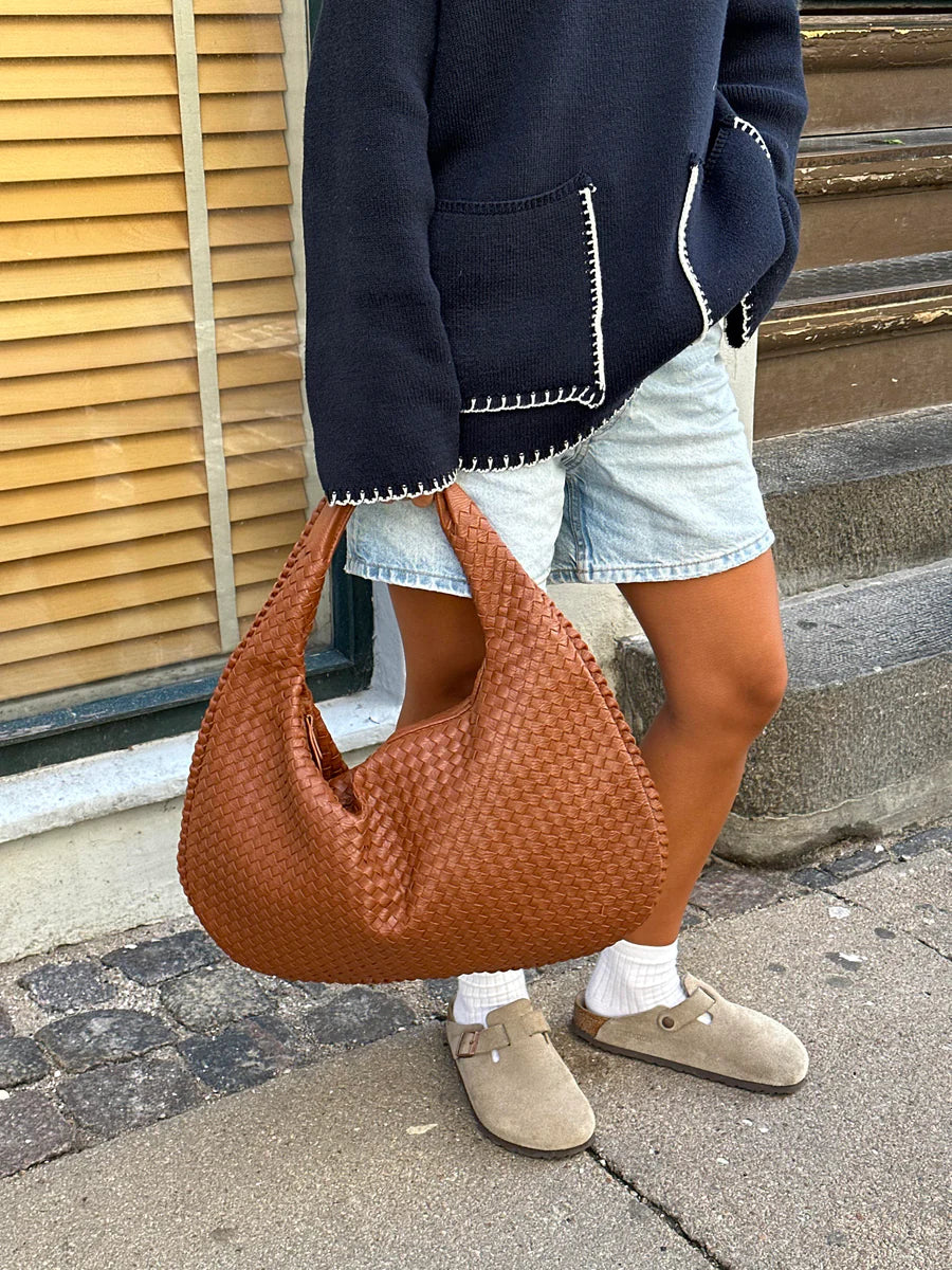 NOLA Everyday Bag | Trendy gevlochten Dames Tas van Vegan Leer met Ruime Indeling